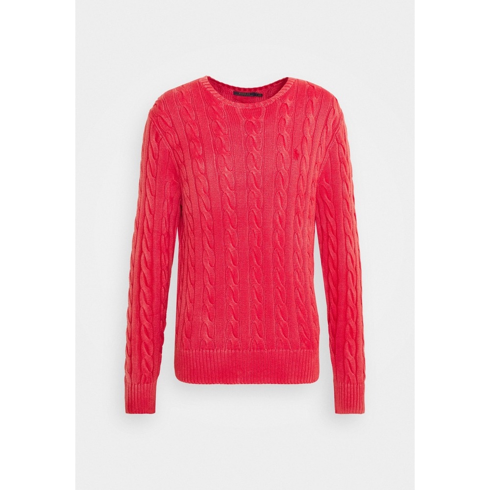 Polo Ralph Lauren Red Cotton Cable Knit Crewneck Sweater Garment Dye XS